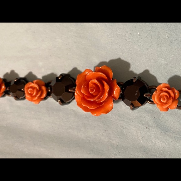 Prada Resin Coral Rose and Black Crystal Bracelet - Picture 2 of 5